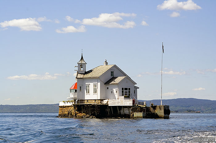 Lighthouse in the middle of the fjord